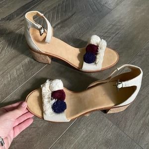 Soludos Capri Pom Pom Fringe Sandal 7.5 NWOB